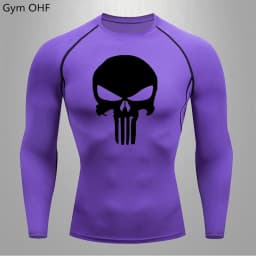 MMA Compression Shirt Men Running T-Shirt Long Sleeve Outdoor Fitness Second Skin Quick Dry Gym Top Breathable Black Sportswear