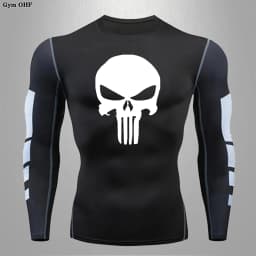 MMA Compression Shirt Men Running T-Shirt Long Sleeve Outdoor Fitness Second Skin Quick Dry Gym Top Breathable Black Sportswear