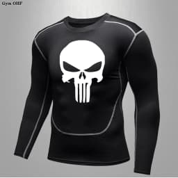 MMA Compression Shirt Men Running T-Shirt Long Sleeve Outdoor Fitness Second Skin Quick Dry Gym Top Breathable Black Sportswear