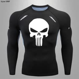 MMA Compression Shirt Men Running T-Shirt Long Sleeve Outdoor Fitness Second Skin Quick Dry Gym Top Breathable Black Sportswear