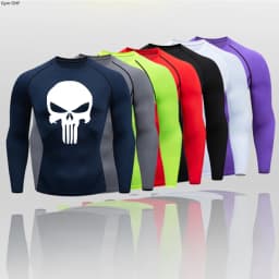 MMA Compression Shirt Men Running T-Shirt Long Sleeve Outdoor Fitness Second Skin Quick Dry Gym Top Breathable Black Sportswear
