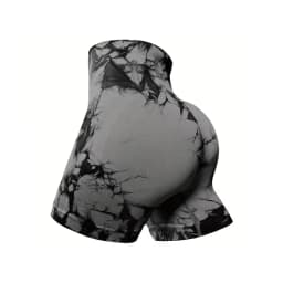 CZGUKE 3-PCS Women's Tie-Dye Yoga Fitness Shorts with Hip-Lifting Belt High-Waisted Seamless Cycling Pants Sports Shorts