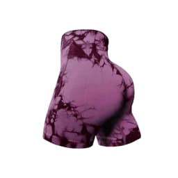 CZGUKE 3-PCS Women's Tie-Dye Yoga Fitness Shorts with Hip-Lifting Belt High-Waisted Seamless Cycling Pants Sports Shorts