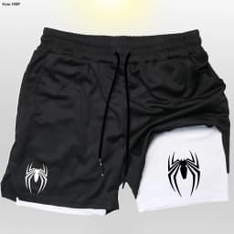 Sport Shorts Men 2099 Spider Sportswear Double-Deck Running Shorts 2 In 1 Beach Bottoms Summer Gym Fitness Training Short Pants