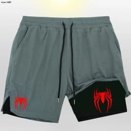 Sport Shorts Men 2099 Spider Sportswear Double-Deck Running Shorts 2 In 1 Beach Bottoms Summer Gym Fitness Training Short Pants
