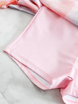 Girls Kids Swimsuit 2026 New Solid Print Mesh Short Skirt Children Swimwear Summer Two Piece Short Sleeve Beachwear Bathing Suit
