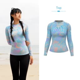 Nu-June Surfing Shirts Long Sleeve Women UPF50+ Rash Guard Swimwear Breathable Slim Fit Quick-Dry Bathing Suit Beachwear Set