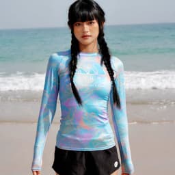 Nu-June Surfing Shirts Long Sleeve Women UPF50+ Rash Guard Swimwear Breathable Slim Fit Quick-Dry Bathing Suit Beachwear Set