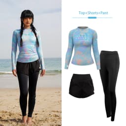 Nu-June Surfing Shirts Long Sleeve Women UPF50+ Rash Guard Swimwear Breathable Slim Fit Quick-Dry Bathing Suit Beachwear Set