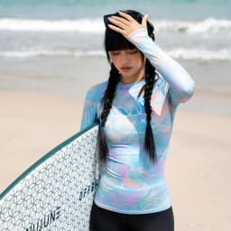 Nu-June Surfing Shirts Long Sleeve Women UPF50+ Rash Guard Swimwear Breathable Slim Fit Quick-Dry Bathing Suit Beachwear Set