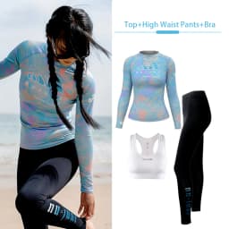 Nu-June Surfing Shirts Long Sleeve Women UPF50+ Rash Guard Swimwear Breathable Slim Fit Quick-Dry Bathing Suit Beachwear Set