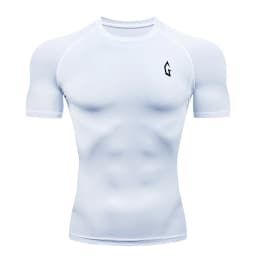 New Print Short Sleeve Compression Shirts For Men Athletic Quick Dry T-Shirts Tops Gym Workout Rash Guards Baselayer Undershirts