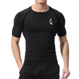 New Print Short Sleeve Compression Shirts For Men Athletic Quick Dry T-Shirts Tops Gym Workout Rash Guards Baselayer Undershirts