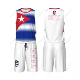 Men Cuba Flag Basketball Jersey Set Mesh Shirt & Pants Sleeveless