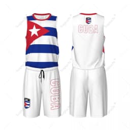 Men Cuba Flag Basketball Jersey Set Mesh Shirt & Pants Sleeveless