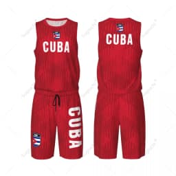 Men Cuba Flag Basketball Jersey Set Mesh Shirt & Pants Sleeveless
