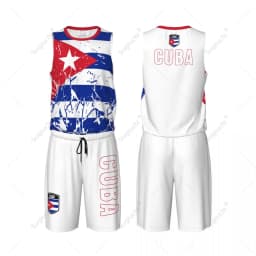 Men Cuba Flag Basketball Jersey Set Mesh Shirt & Pants Sleeveless