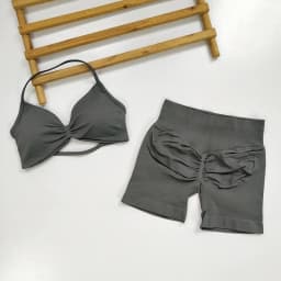 Women's Halter Neck Sports Bra & High Waist Leggings Set - Moisture-Wicking, 4-Way Stretch, Removable Pads, Complete Workout Out
