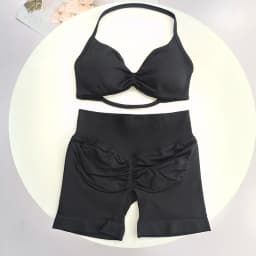 Women's Halter Neck Sports Bra & High Waist Leggings Set - Moisture-Wicking, 4-Way Stretch, Removable Pads, Complete Workout Out