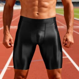 Men's glossy yoga pants casual high elasticity sports fitness suit Tight shorts for running, shiny smooth swim trunks