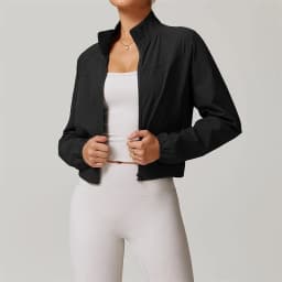 LULU FLORA Women's Quick-Dry Stand Collar Yoga Jacket Thin Windproof Outdoor Running Fitness Long Sleeve Sports Coat