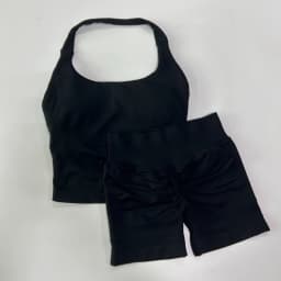 Yoga 2 Pieces Gym Set Women Backless Halter Tops High Waist Seamless Shorts Gym Suit Fitness Sports Bras Sportswear Workout Sets