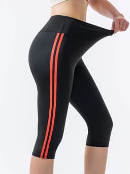 Women's 2-Stripe High-Waisted Yoga Capris - Quick-Drying Summer Gym & Outdoor Pants