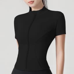 Woman Yoga Jacket High Elastic Yoga Short Sleeve Coat Stand Collar Tight Sports Coat Naked Fitness Short Sleeve Female