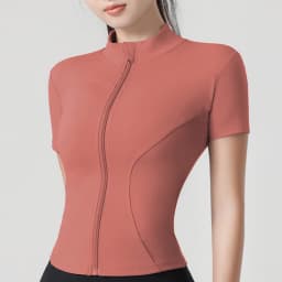 Woman Yoga Jacket High Elastic Yoga Short Sleeve Coat Stand Collar Tight Sports Coat Naked Fitness Short Sleeve Female