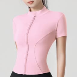 Woman Yoga Jacket High Elastic Yoga Short Sleeve Coat Stand Collar Tight Sports Coat Naked Fitness Short Sleeve Female