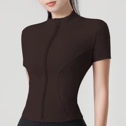 Woman Yoga Jacket High Elastic Yoga Short Sleeve Coat Stand Collar Tight Sports Coat Naked Fitness Short Sleeve Female