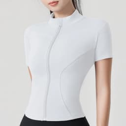 Woman Yoga Jacket High Elastic Yoga Short Sleeve Coat Stand Collar Tight Sports Coat Naked Fitness Short Sleeve Female