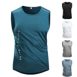 Ippolich Running Vest Summer Quick Drying Fitness Vest Reflective Breathable Elastic Sleeveless T-shirts Gym Clothing Man Sports
