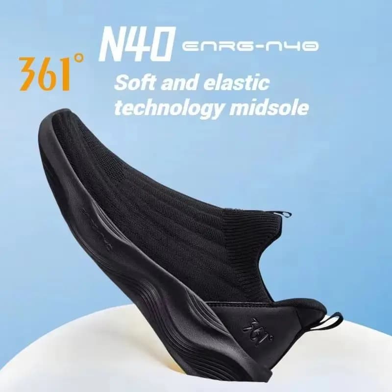 361 Degrees Lightweight Slip-On Men Running Shoes Breathable Mesh Upper Cushion Comfort Soft Soled Male Sneakers 672542215F