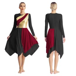 Women Long Sleeve Modern Lyrical Dance Dress Ballroom Dancing Church Choir Liturgical Praise Worship Stage Performance Dancewear