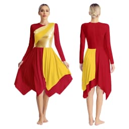 Women Long Sleeve Modern Lyrical Dance Dress Ballroom Dancing Church Choir Liturgical Praise Worship Stage Performance Dancewear