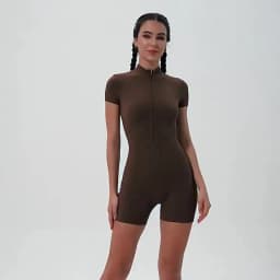 Yoga Jumpsuit Summer Short Sleeve Zipper Sports Wear Gym Fitness Sports Bodysuits Women Dance Running Workout Clothes Yoga Suit