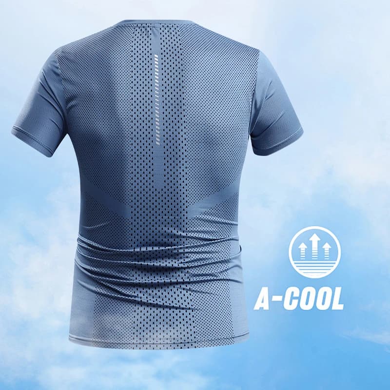 Men's Quick-Dry Running T-Shirt - Breathable Summer Sports Tee for Hiking, Fishing & Outdoor Activities - Lightweight & Elastic