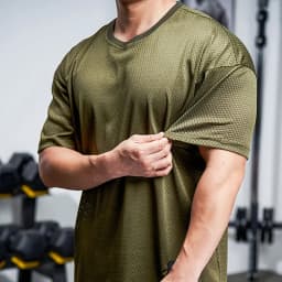 Men Gym Muscle Shirt Running Workout Loose Short Sleeve Tennis Football Training Shirt Quick Dry T-Shirt Casual Crew Neck Tees