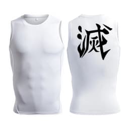Anime Graphic Sleeveless Compression Shirt For Men Athletic Quick Dry Tank Tops Tees Gym Workout Fitness Running Vest Baselayers