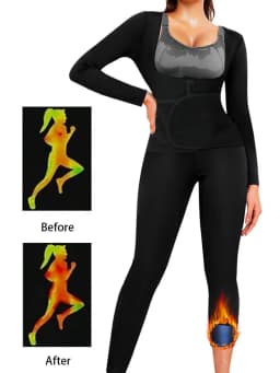 Women's Long Sleeved Pants Jumpsuit 6 In 1 Sauna Sweat Shirt Full Body Waist Trainer Weight Loss Workout Body Sauna Bodysuit