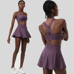 Women Summer Tennis Clothes Solid Color Outdoor Gym Running Suit Breathable Quick Dry Workout Short Sportswear Female Yoga Set