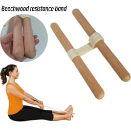 Resistance Band Wooden Beech Handle Portable Exercise Equipment Shoulder and Joint Rehabilitation Home Fitness