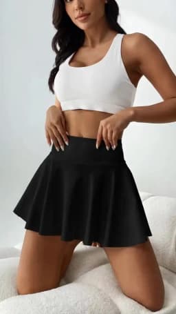 Women's Solid Color High Waist Tennis Pleated Skirts Inner Pocket Quick Dry Sports Shorts Running Fitness Skirts