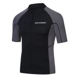 Men Wetsuit Top 2mm Neoprene Wetsuits Jacket Short Sleeves Zip Up Diving Suit for Swimming Snorkeling Scuba Diving Surfing Shirt