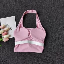 Women's Double Bowknot Halter Workout Tank - Plunging Open Back, Built-in Cups Bounce Control Yoga Gym Top