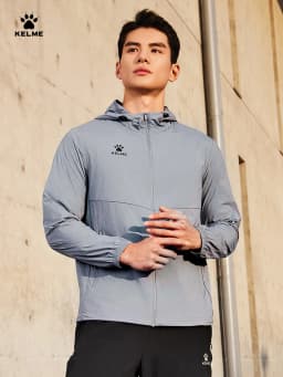 Kelme Men's Running Jacket Thin Hooded Raincoat Outdoor Running Windproof Jacket Fitness Mountaineering Windbreaker