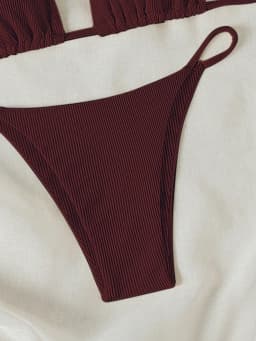 Summer wine red sexy bikini outerwear set suitable for women to take photos at the seaside hot spring