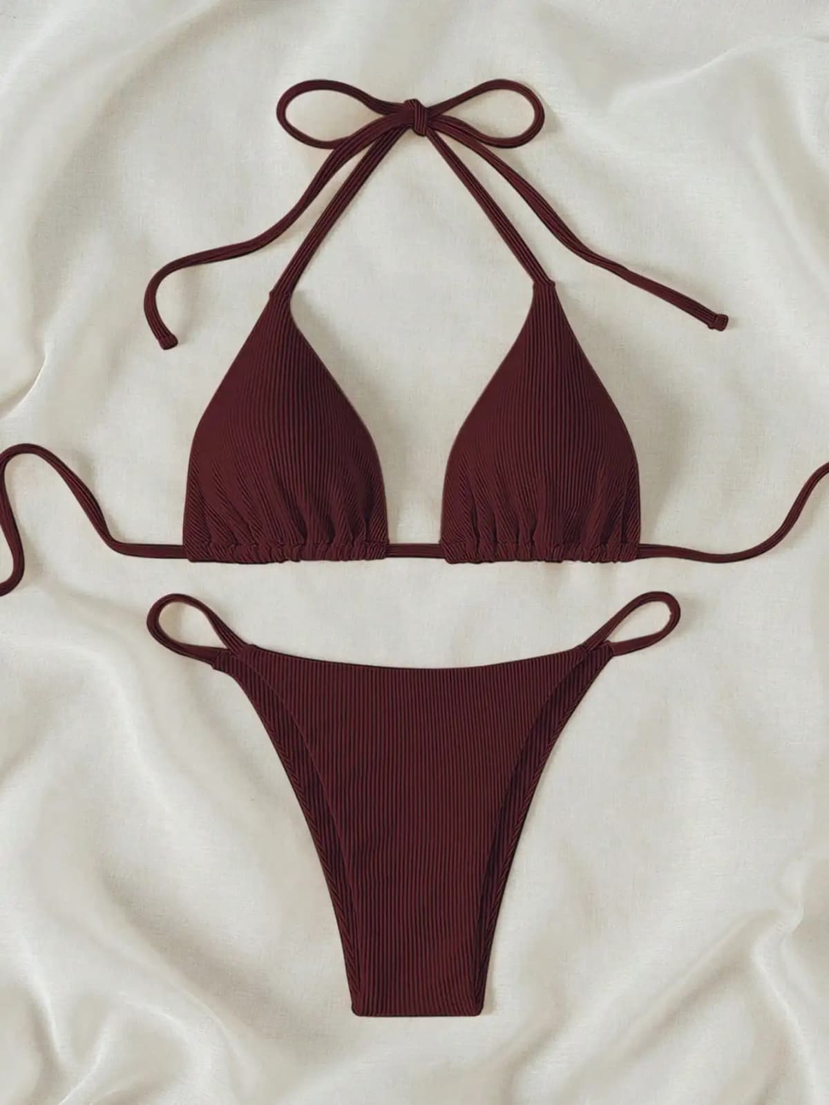 Summer wine red sexy bikini outerwear set suitable for women to take photos at the seaside hot spring
