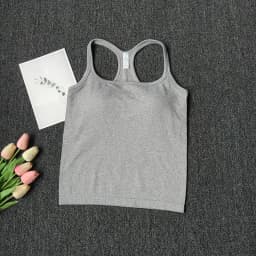 Women's SleevelessYoga Vest Ribbed Gym Tank Top Push Up Sport Vest Sports Running Fitness Vest Workout Top Padded Yoga Clothing